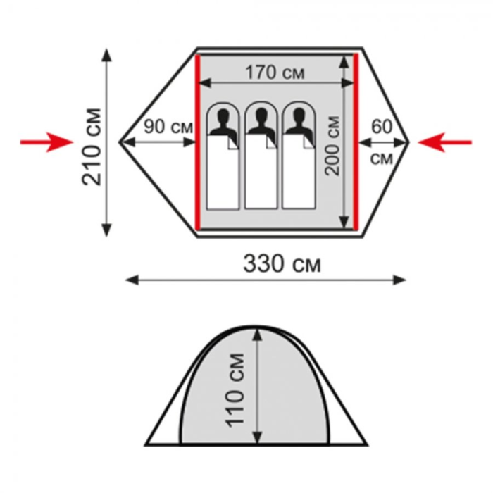 Tramp палатка Ranger 3 V2 (зелёный), TRT-126-green