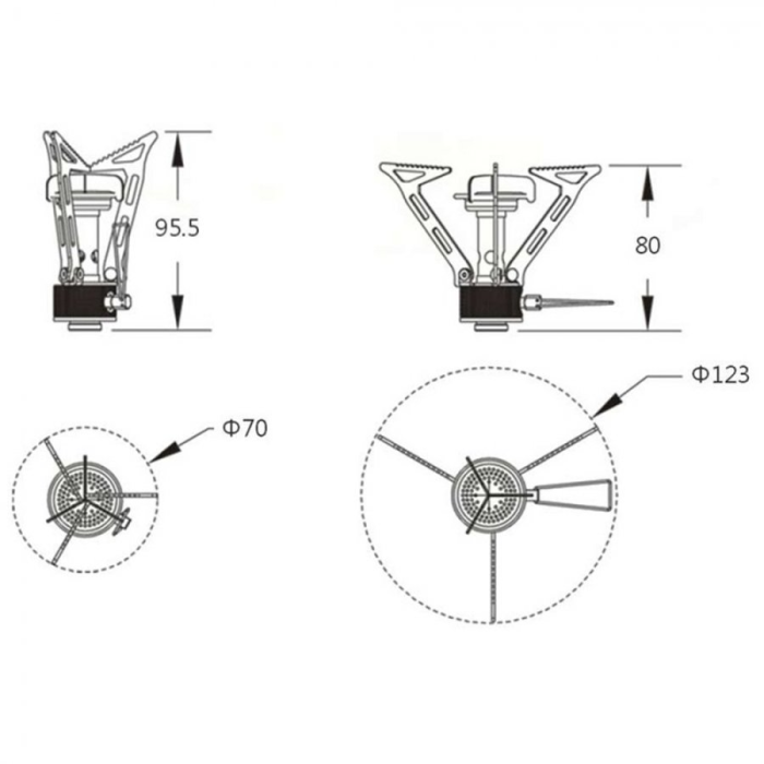 Tramp горелка туристическая складная (сталь, алюминий), TRG-042