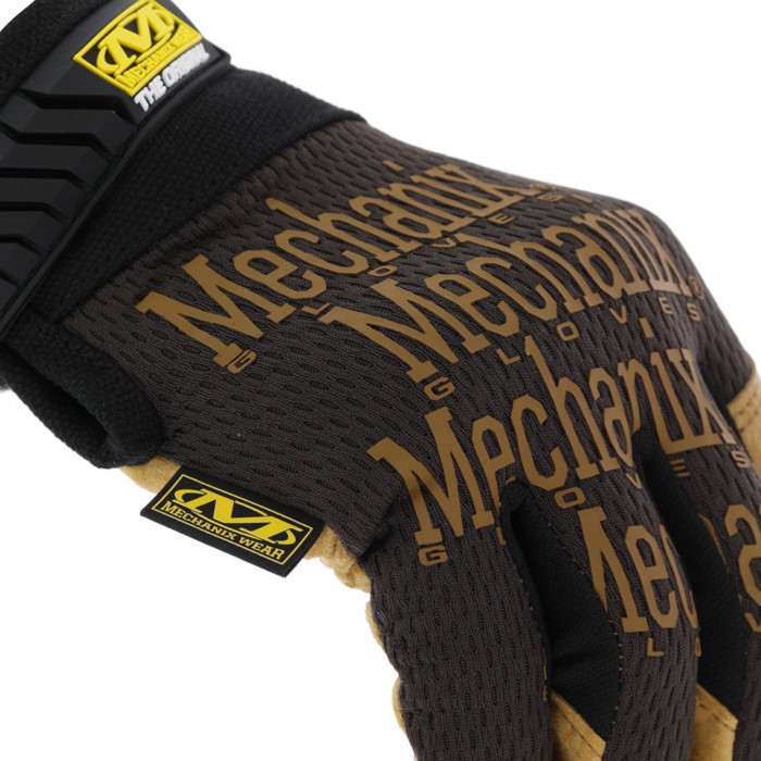 Прочные сенсорные перчатки MECHANIX Work Leather Original Brown