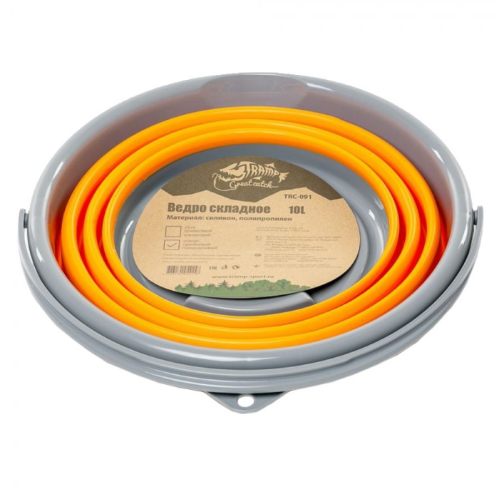 Tramp Ведро складное силиконовое 10 л, оранжевый, TRC-060