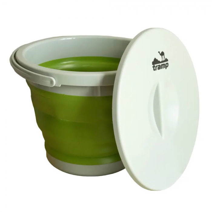 Tramp Ведро складное силиконовое 5 л с крышкой, оливковый, TRC-092