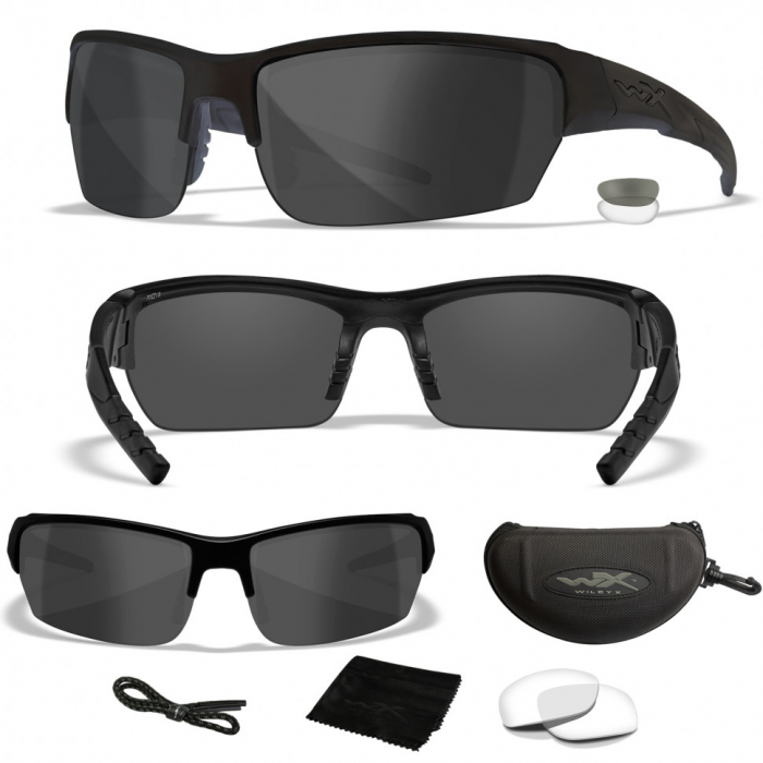 Баллистические очки для тактической стрельбы Wiley X Valor Matte Black (Clear-Grey)