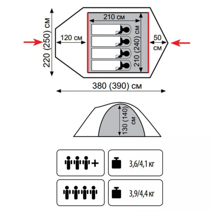Туристическая палатка Tramp Lite Camp 4 (Песочный)