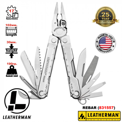 Мультитул с плоскогубцами и ножом LEATHERMAN Rebar Stainless Steel