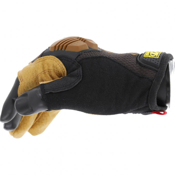 Прочные перчатки из кожи с защитой пальцев MECHANIX Work Leather M-Pact Fingerless Framer Brown