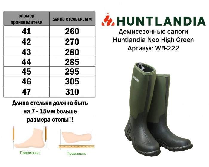 Демисезонные сапоги HUNTLANDIA NEO High Green