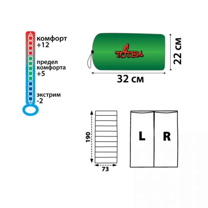 Totem мешок спальный Ember олива R