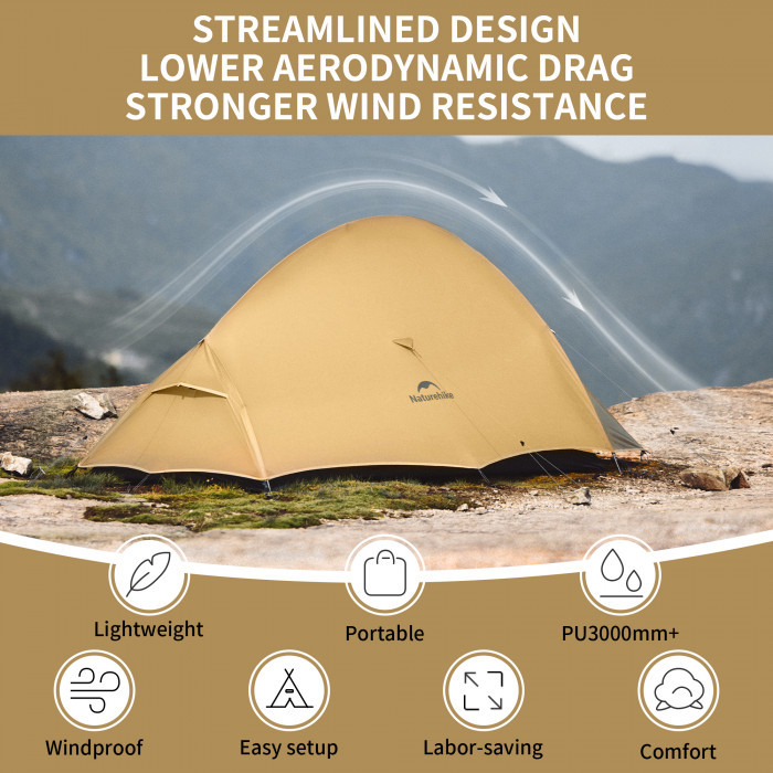 Палатка NATUREHIKE Cloud Up Pro, 2 местная, песочная