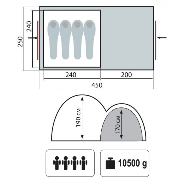 Tramp палатка Sphinx 4 V2 (Зеленый), TRT-88