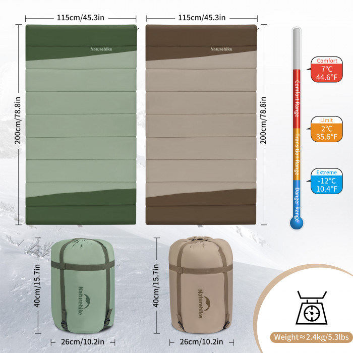 Спальный мешок NATUREHIKE YC Extra Wide Green