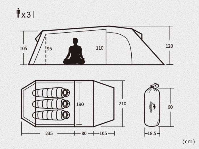 Палатка NATUREHIKE Opalus, 3 местная, зеленая
