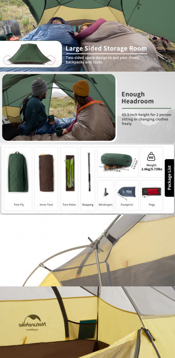 Палатка NATUREHIKE Star River 2 Ultralight, 2 местная, зеленая