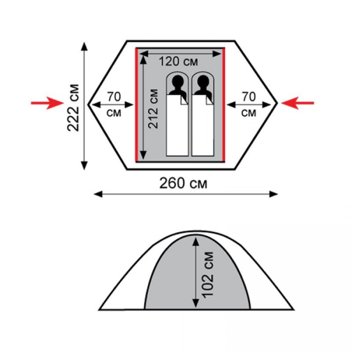 Экспедиционная палатка Tramp Sarma 2 (V2) (Серый), TRT-30-grey