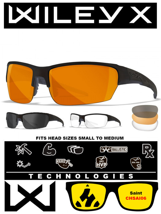 Баллистические очки для тактической стрельбы Wiley X Saint Matte Black (Clear-Grey-Rust)