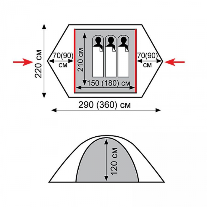 Tramp палатка Peak 3 (V2) (зеленый), TRT-26-green