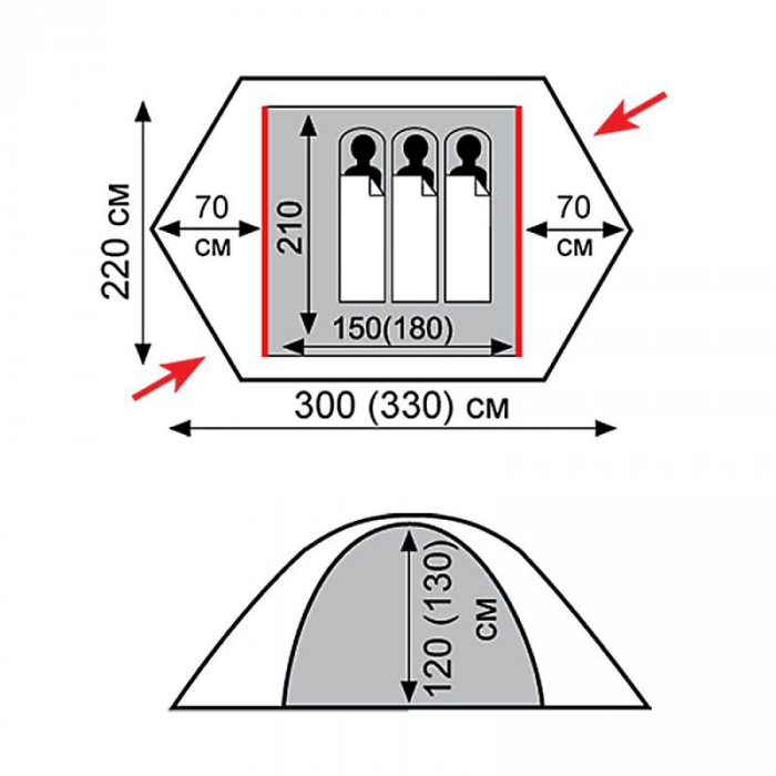 Tramp палатка Rock 3 (V2) (зеленый), TRT-28-green