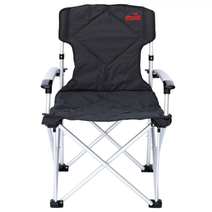Tramp кресло раскладное с жесткими подлокотниками (черный/серый), TRF-004
