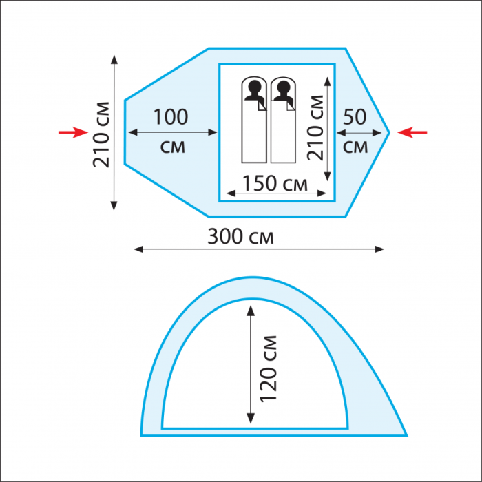 Tramp палатка Lair 2 (V2) (зеленый), TRT-38