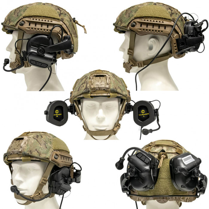 Крепление для наушников EARMOR Plus M16A на шлем (чебурашка) черные